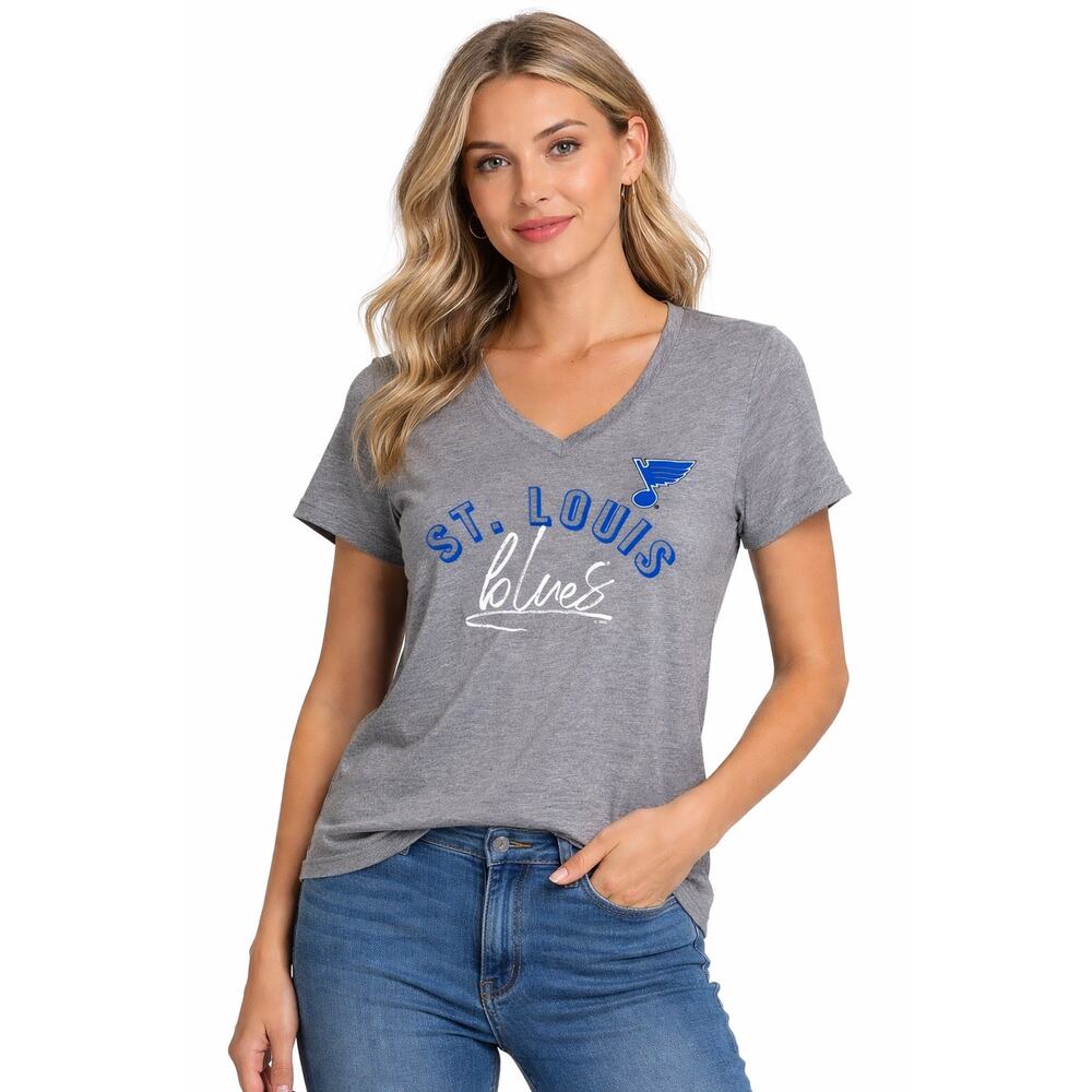 NWT St. Louis Blues Gray V-Neck Women's Top womens size large